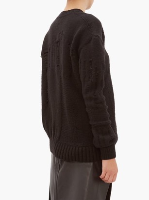 Ann Demeulemeester Distressed Wool-blend Sweater - Black