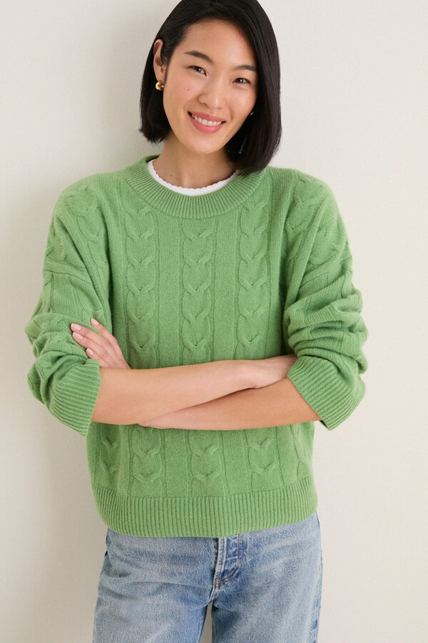 Tuckernuck Pistachio Cashmere Cable Knit Eloise Sweater