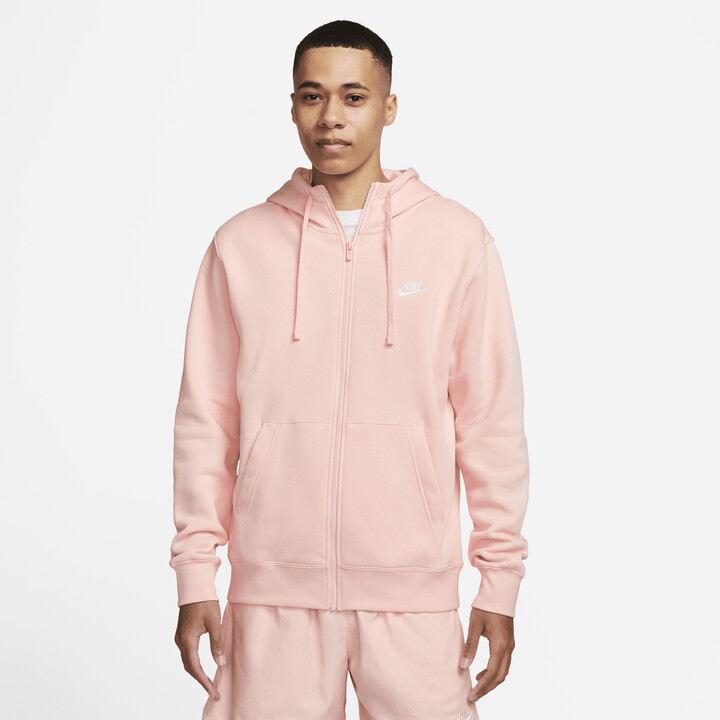 Nike Men's Sportswear Club Fleece Full-Zip Hoodie in Pink - ShopStyle