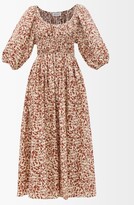 Thumbnail for your product : Matteau Gathered Floral-print Cotton-poplin Midi Dress