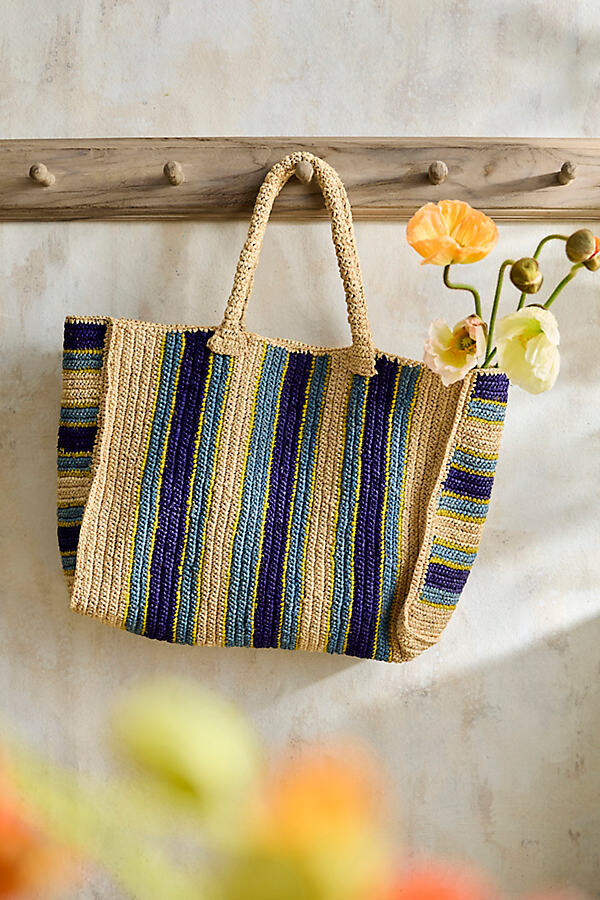 terrain Striped Raffia Tote Bag