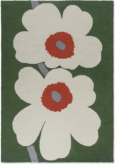 Marimekko Unikko 60th Anniversary Indoor/Outdoor Rug in Green, Size: 4ft 7in x 6ft 7in