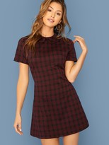 Thumbnail for your product : Shein Peter-pan-collar Tartan Print Dress
