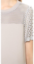 Thumbnail for your product : Rebecca Taylor Top with Perforated Leather Yoke