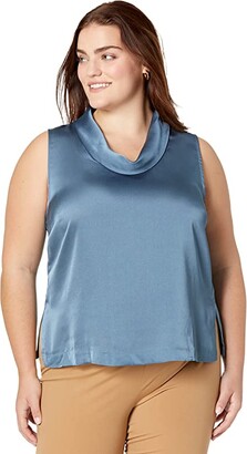 size 6 Kleding Dameskleding Tops & T-shirts Tanktops Blue Sleeveless cowl neck shirt 