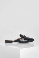 Thumbnail for your product : boohoo Wide Fit Double Chain Croc Mule Loafers