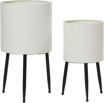 George Oliver Reyanshi Mid Century Modern Indoor Metal Pot Planter 3-Leg Metal Base - Set