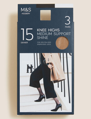 Marks and Spencer 3pk Medium Support Knee High Tights