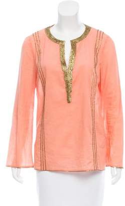 Tory Burch Long Sleeve Embroidered Top