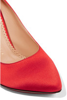 Thumbnail for your product : Charlotte Olympia Bacall Embellished Satin Pumps - Red