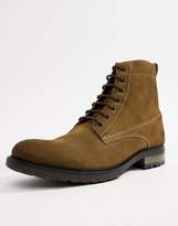Thumbnail for your product : ASOS Design DESIGN lace up worker boots in dark stone suede