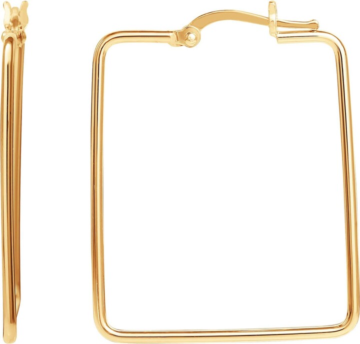 HOT SILVER Sterling Silver Yellow Flash Plated Hoop Earrings