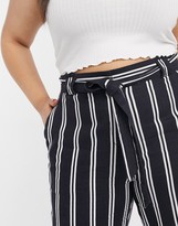Thumbnail for your product : Simply Be tapered leg paperbag trousers in navy stripe