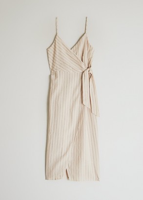 Need Women's Jewel Striped Dress in Taupe, Size Large | 100% Cotton