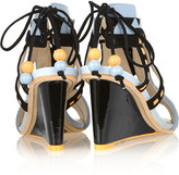 Thumbnail for your product : Webster Sophia Riko cutout leather and suede wedge sandals