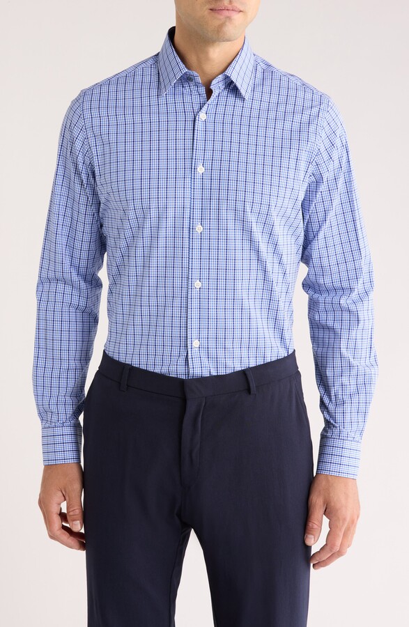 Duchamp Tailored Fit Check Print Dress Shirt