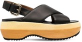 Thumbnail for your product : Marni 60mm Raw Wedge Leather Sandals