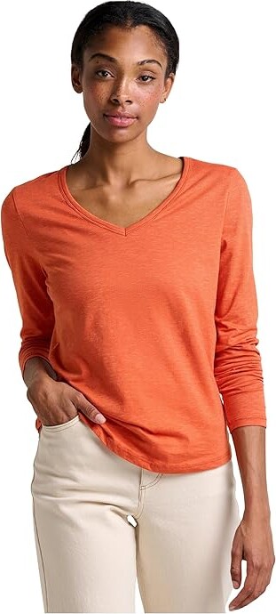 Toad&Co Marley II Long Sleeve T-Shirts Women's T Shirt Burnt Ochre : XS, Cotton/Elastane/Lyocell