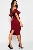 Thumbnail for your product : boohoo Off The Shoulder Button Detail Midi Dress