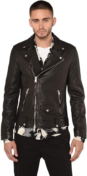 AllSaints Milo Biker Jacket (Black) Men's Clothing - ShopStyle