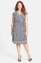 Thumbnail for your product : Adrianna Papell Floral Print Faux Wrap Dress (Plus Size)