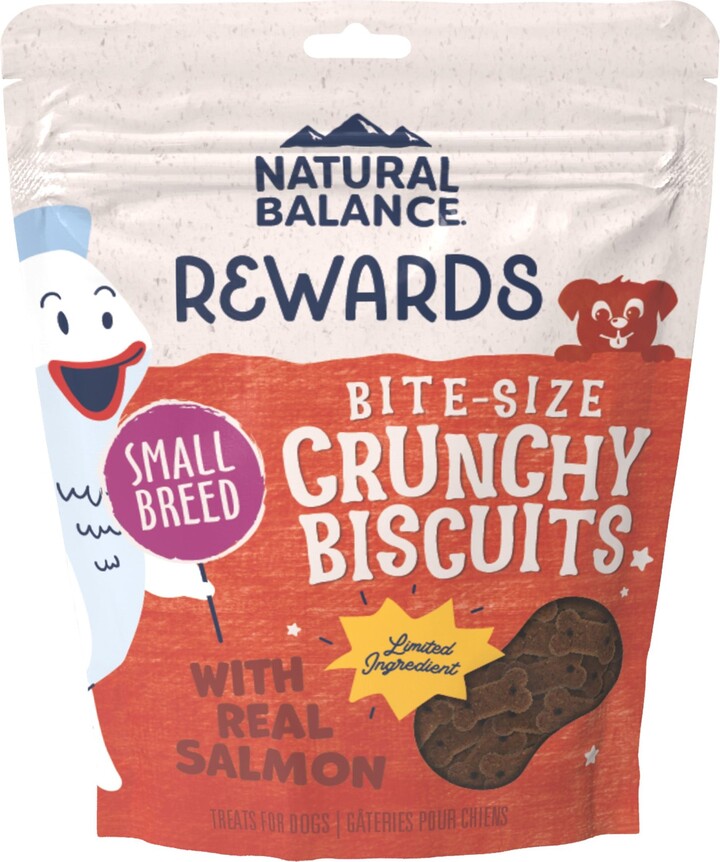 Natural Balance Rewards Small Breed Salmon Flavored Crunchy Biscuit Dog Treats, 8-oz bag, bundle of 3