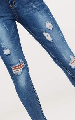 PrettyLittleThing Vintage Wash Distressed Skinny Jeans