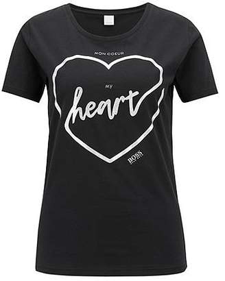 HUGO BOSS Slim-fit T-shirt with mixed heart and slogan print