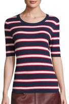 Thumbnail for your product : SET Striped Rib-Knit Top