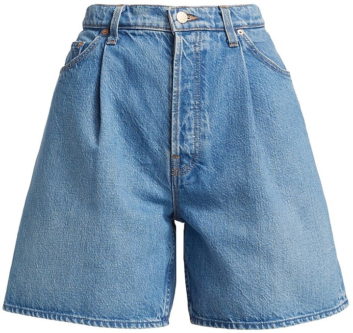 Mother x SNACKS! The Pleated Fun Dip Denim Shorts - ShopStyle