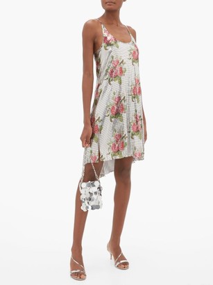 Paco Rabanne Floral-print Chainmail Mini Dress - Silver Multi