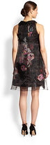 Thumbnail for your product : HONOR Organza-Overlay Rose Print Dress