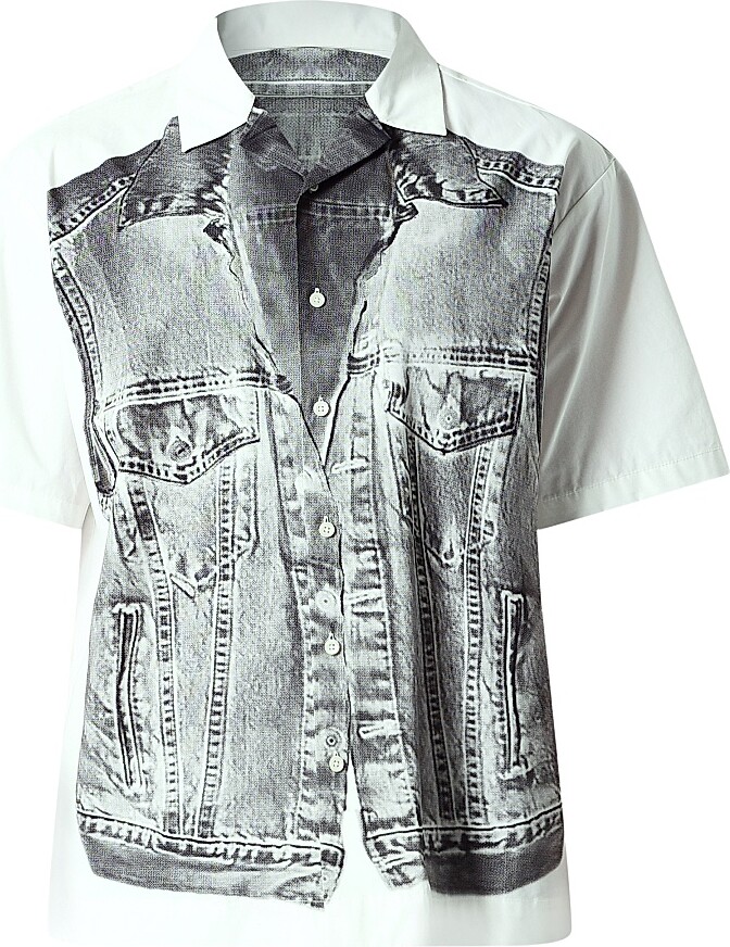 NEUW DENIM Men's Digital Biker Short-Sleeve Shirt - Grayscale - Size Small