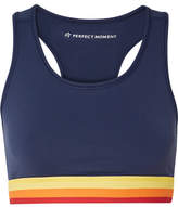 Thumbnail for your product : Perfect Moment - Cutout Striped Stretch Sports Bra - Navy
