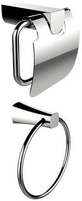 American Imaginations Chrome Plated Towel Ring With Toilet Paper Holder Accessory Set