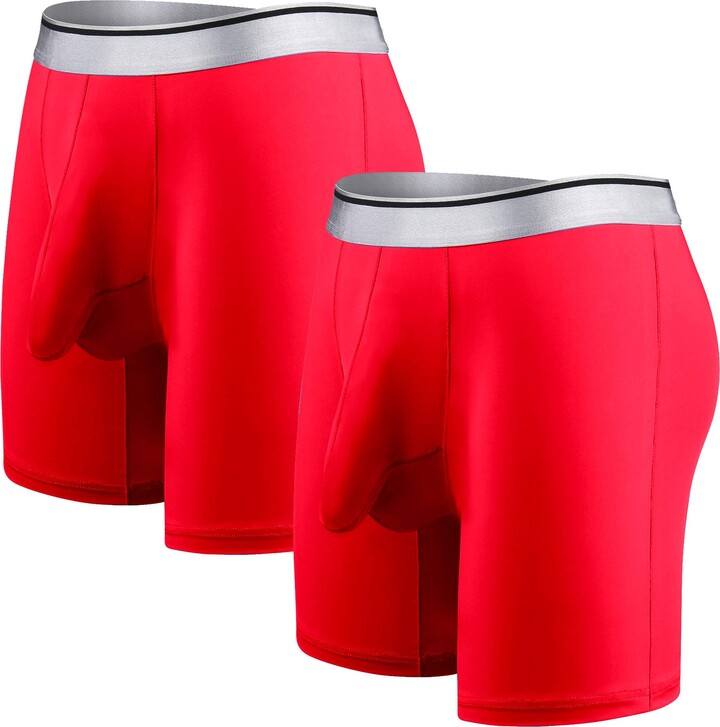 Ouruikia Men's Underwear Silky Smooth Boxer Briefs Long Leg Quick Dry