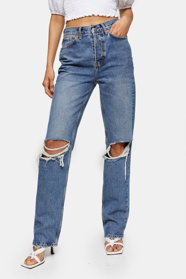 Topshop Mid Stone Dad Ripped Jeans - ShopStyle
