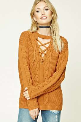Forever 21 FOREVER 21+ Contemporary Lace-Up Sweater