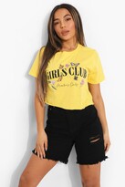 Thumbnail for your product : boohoo Petite Girls Club Slogan Crop T-shirt