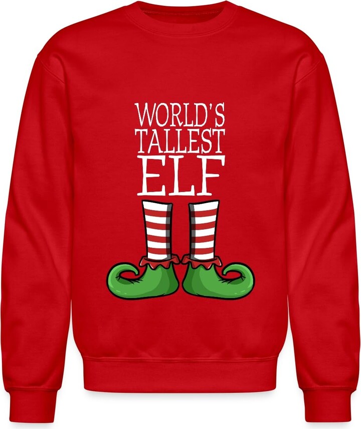 Spreadshirt World's Tallest Elf Christmas Costume Crewneck Sweatshirt