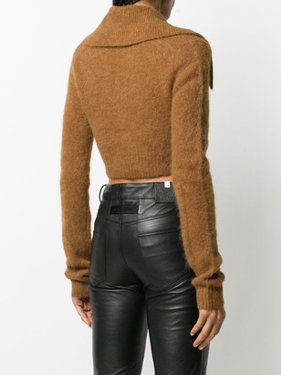 Helmut Lang Cropped Oversized Collar Knit Cardigan