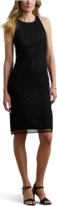 Lauren Ralph Lauren Beaded Netting Sleeveless Cocktail Dress