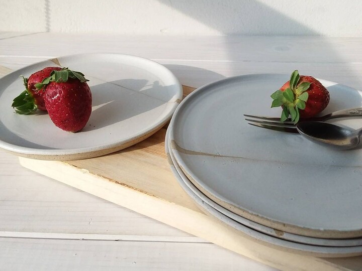 Etsy Ceramic Cake Plate White Dessert Snack Dish Pottery Side Beige Salad Plate