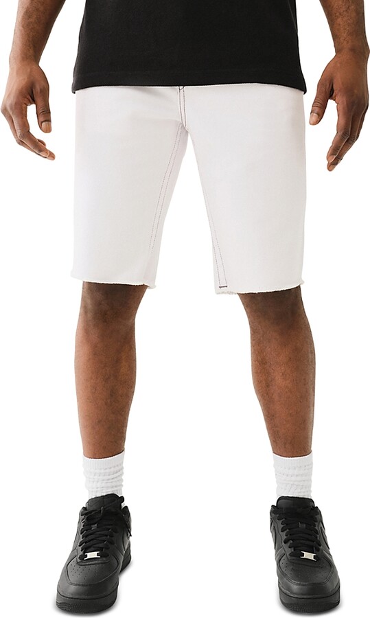 True Religion Ricky Straight Fit Denim Shorts in Optic White