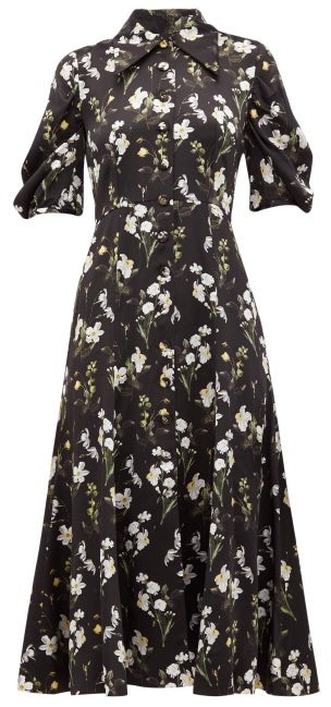 erdem black floral dress