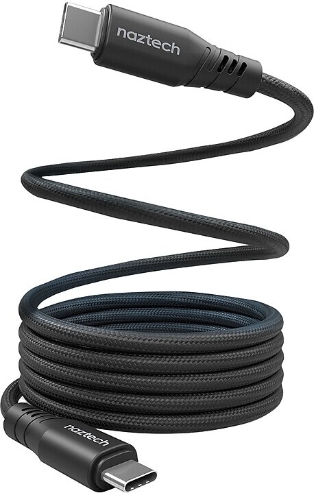 Naztech REcoil Magnetic USB-C to USB-C Braided Cable, 6 ft., Black (16048)