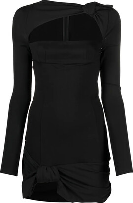 ATTICO Cutout Draped Ruched Stretch-satin Jersey Mini Dress