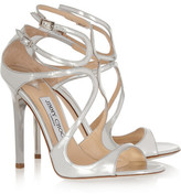 Thumbnail for your product : Jimmy Choo Lance 115 Metallic Leather Sandals - Silver