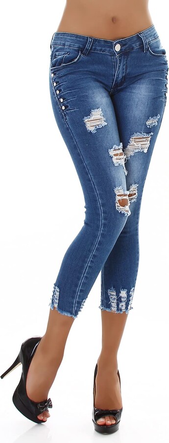 Miss RJ Jeans Women's Skinny Jeans 7/8 Jeans Used Look - Blue - 12 -  ShopStyle