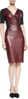 Thumbnail for your product : Roland Mouret Nabis Knit-Inset Leather Short-Sleeve Dress